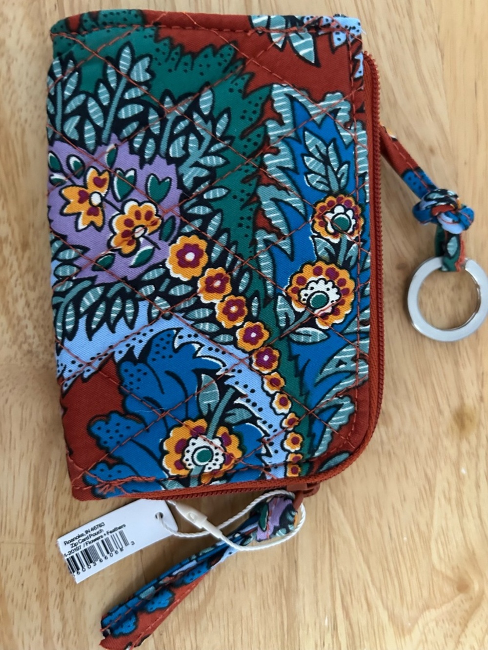 Vera Bradley Zip Card Pouch - Flowers+Feathers design